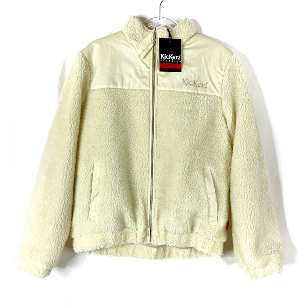 PACSUN Kickers Classics | Cream Teddy Fleece Jacket w/Contrast NWT